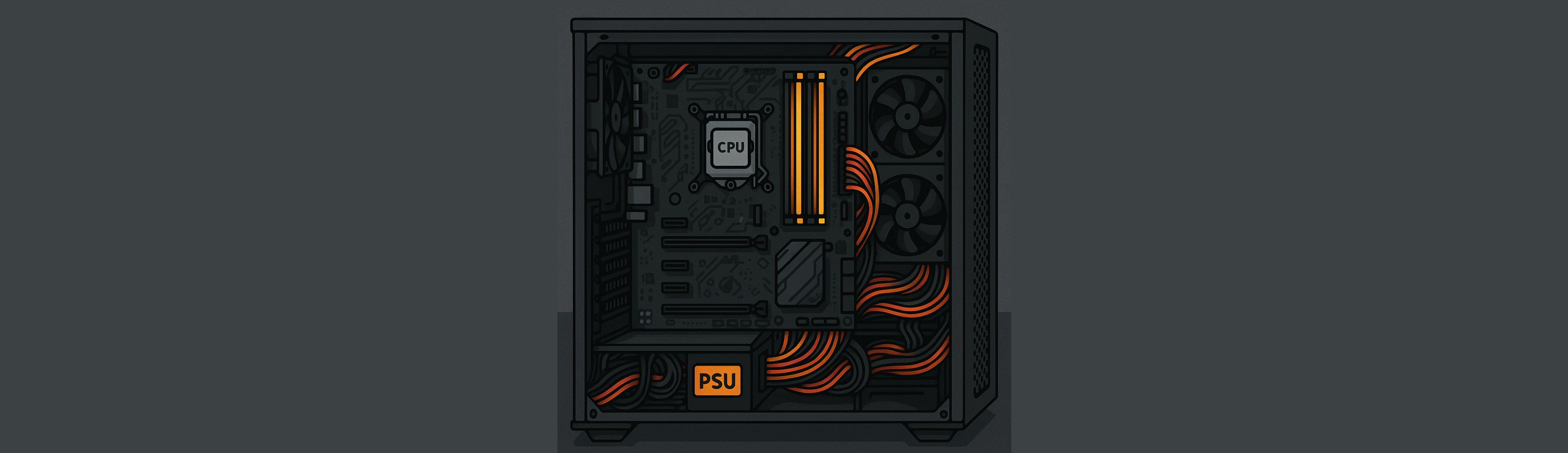 PSU installed with cables pre-routed